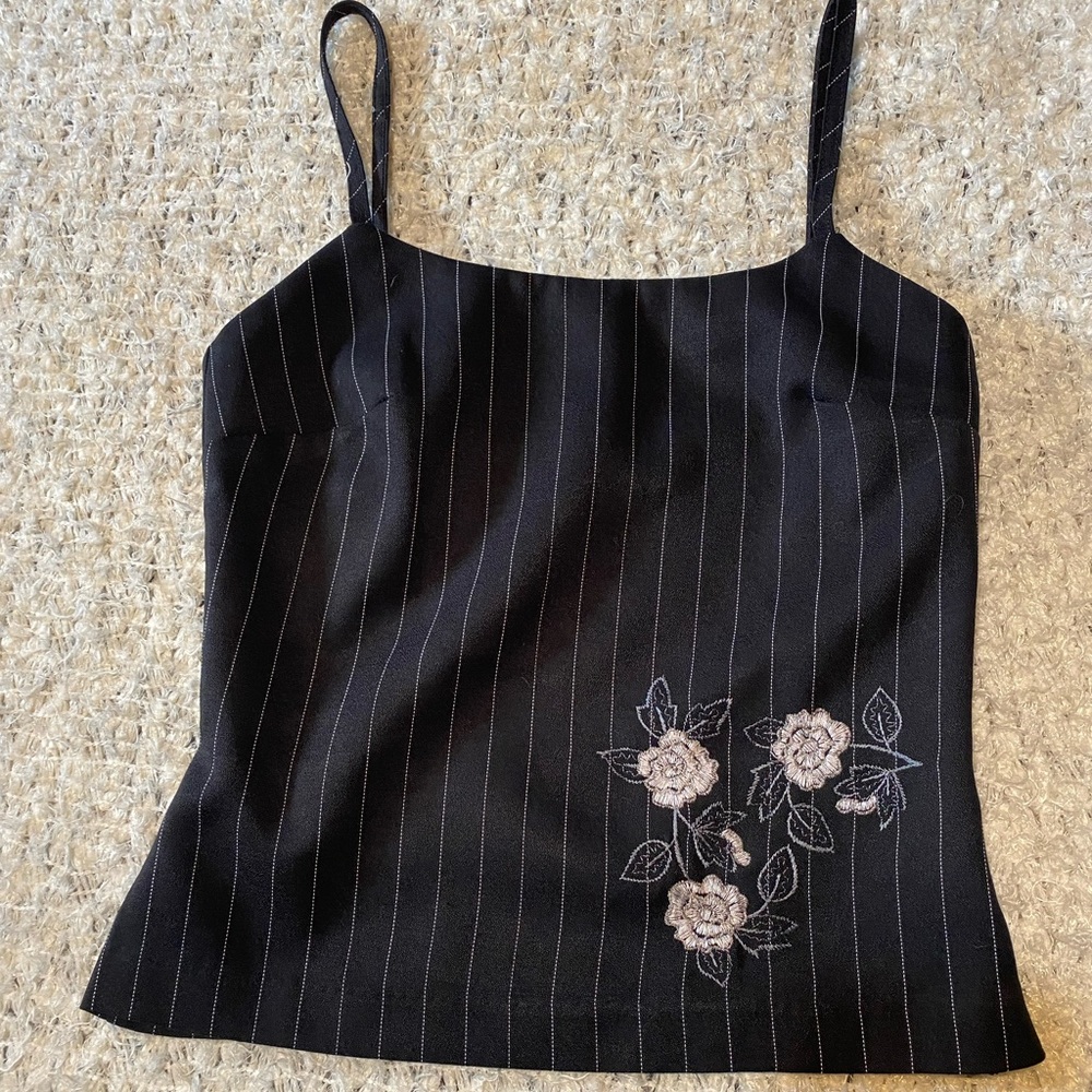 Vintage Le Chateau Black vest with Floral Detail